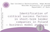 Identification of critical success factors in short-term lender companies in Poland – a business model analysis