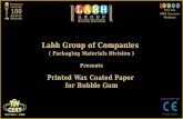 Printed wax coated paper for bubble gum