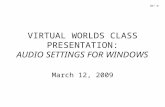 Virtual Worlds I Audio Settings