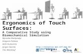 Performance and Ergonomics of Touch Surfaces: A Comparative Study using Biomechanical Simulation