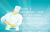 Use,Maintenance, and Storage of Kitchen Tools and Equipment