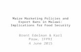 Maize Marketing Policies and Export Bans in Malawi: Implications for Food Security