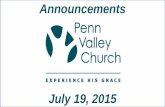 Penn Valley Church Announcements 7 19-15