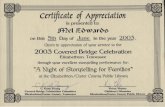 Elizabethton Covered Bridge Appreciation Certificate 2003