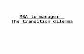 Mba to manager -  the transition dilemma