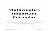 List of Important Formula for Maths