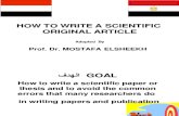 How to Write a Scientific Original Article