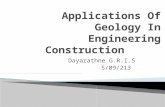Applications of Geology in Engineering Constructions.