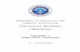 Electrical Machines Laboratory - Single Phase Transformer