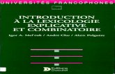 Introduction a La Lexicologie Explicative Et Combinatoire