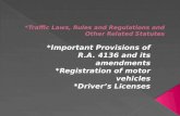 Traffic laws, rules and regulations and