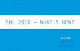 Sql 2016 - What's New