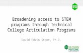 Broadening access to stem programs through technical college articulation programs