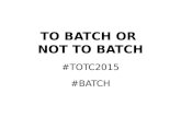 To Batch or Not to Batch?- Presentation