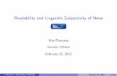 Readability and Linguistic Subjectivity of News