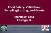 Food Safety: Validation, Sampling/Lotting, and Events