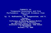Comments on "Corporate Governance and Firm Performance: Empirical ...