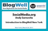 BlogWell New York Introduction, presented by Andy Sernovitz