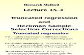 Lecture 15-3 Cross Section and Panel (Truncated Regression, Heckman Sample Selection)