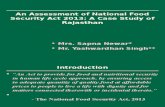 National Food Security Bill: A Case Study of Rajasthan