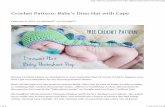 Crochet Pattern Babys Dino Hat With Cape