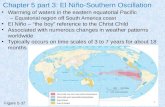 Chapter 5 part 3: El Niño-Southern Oscillation Warming of waters in the eastern equatorial Pacific –Equatorial region off South America coast El Niño –