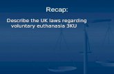 Recap: Describe the UK laws regarding voluntary euthanasia 3KU.