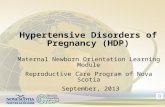 Maternal Newborn Orientation Learning Module Reproductive Care Program of Nova Scotia September, 2013 Hypertensive Disorders of Pregnancy (HDP)