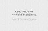 CptS 440 / 540 Artificial Intelligence Expert Systems and Planning.