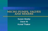 MICRO PUMPS, VALVES AND MIXERS Susan Beatty Dave Ni Kunal Thaker.