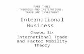PART THREE THEORIES AND INSTITUTIONS: TRADE AND INVESTMENT International Business Chapter Six International Trade and Factor Mobility Theory.