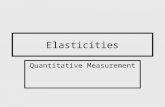 Elasticities Quantitative Measurement. Measuring the Impact of Price on Quantity Demanded A natural way of measuring impact of a price change is to.