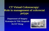 CT Virtual Colonoscopy: Role in management of colorectal polyps Department of Surgery Ruttonjee & TSK Hospitals Dr KY Wong.
