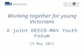 Working together for young Victorians A joint DEECD-MAV Youth Forum 13 May 2011.