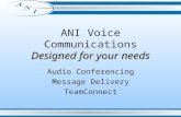 Designed for your needs ANI Voice Communications Designed for your needs Audio Conferencing Message Delivery TeamConnect.