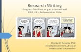 Research Writing Program Studi Hubungan Internasional FISIP UB – 14 November 2014 Cleoputri Yusainy, PhD cleostudies.lecture.ub.ac.id twitter.com/cleoyusainy.