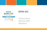 ERM 101 Lisanne Sison Director ERM Bickmore. What is ERM? Enterprise Risk Management (ERM) is defined by the Committee of Sponsoring Organizations (COSO)
