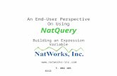 An End-User Perspective On Using NatQuery Building an Expression Variable  T. 802 485 6112.