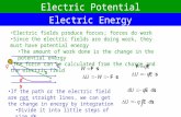 Electric Potential Electric Energy Electric fields produce forces; forces do work Since the electric fields are doing work, they must have potential energy.