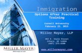 Immigration Options After Practical Training Cornell University February 23, 2015 Miller Mayer, LLP 202 E. State Street Ithaca, NY 14850 (607) 273-4200.