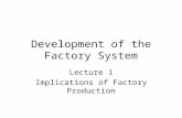 Development of the Factory System Lecture 1 Implications of Factory Production.