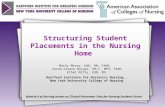 Structuring Student Placements in the Nursing Home Mathy Mezey, EdD, RN, FAAN, Sarah Greene Burger, RN-C, MPH, FAAN Ethel Mitty, EdD, RN Hartford Institute.