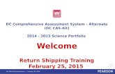 DC CAS-Alt Portfolio Review | February 25, 2015 DC Comprehensive Assessment System – Alternate (DC CAS-Alt) 2014 - 2015 Science Portfolio Welcome Return.