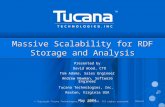 © Copyright Tucana Technologies, Inc. 2003-2004. All rights reserved. T004v03 Massive Scalability for RDF Storage and Analysis Presented by David Wood,