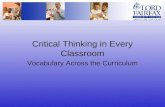 Critical Thinking in Every Classroom Vocabulary Across the Curriculum.