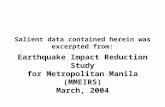 Salient data contained herein was excerpted from: Earthquake Impact Reduction Study for Metropolitan Manila (MMEIRS) March, 2004.