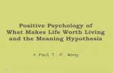 © Paul T. P. Wong. Overview  What is American Positive Psychology (PP)?  What makes life worth living or what is the good life?  What is the meaning.