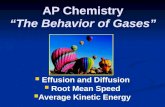 AP Chemistry “The Behavior of Gases” Effusion and Diffusion Root Mean Speed Average Kinetic Energy.