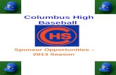 Columbus High Baseball Sponsor Opportunities – 2013 Season.