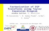 Factorization of DSP Transforms using Taylor Expansion Diagram Jeremie Guillot, E. Boutillon M.Ciesielski *, D. Gomez-Prado *, Q.Ren *, S. Askar * LESTER.